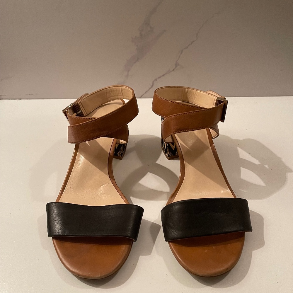 Nine West Brown Black Strappy Sandals Size 6.5 US Buckle Women's Pre-Owned